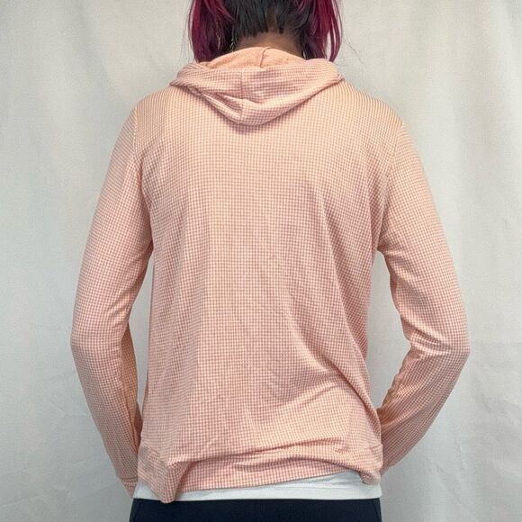 Weatherproof Vintage Womens Lightweight Hoodie Orange White Gingham M Med Medium - Picture 2 of 12